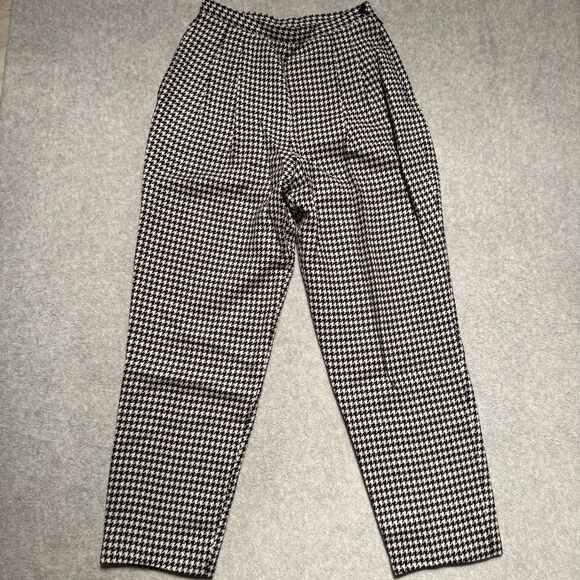 Jones New York Wool Pants Women Small  Houndstooth Career High Rise Trousers VTG - Picture 1 of 12